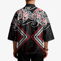 Red Aotearoa Tukutuku Manawa Tapu Kimono Ta Moko Toi Maori - Polynesian Pride