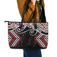 Red Aotearoa Tukutuku Manawa Tapu Leather Tote Bag Ta Moko Toi Maori LT9 - Polynesian Pride