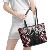Red Aotearoa Tukutuku Manawa Tapu Leather Tote Bag Ta Moko Toi Maori LT9 - Polynesian Pride