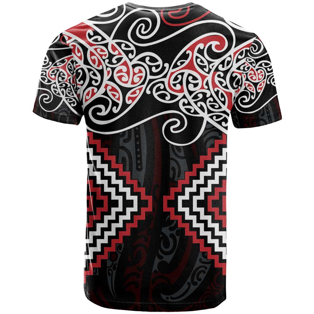 Red Aotearoa Tukutuku Manawa Tapu T Shirt Ta Moko Toi Maori LT9 - Polynesian Pride