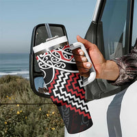 Red Aotearoa Tukutuku Manawa Tapu Tumbler With Handle Ta Moko Toi Maori LT9 - Polynesian Pride
