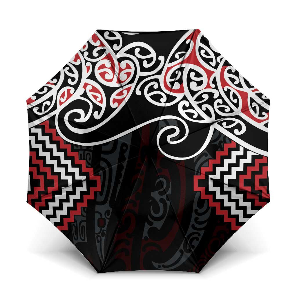 Red Aotearoa Tukutuku Manawa Tapu Umbrella Ta Moko Toi Maori - Polynesian Pride