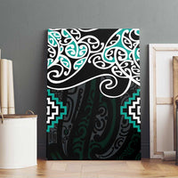 Turquoise Aotearoa Tukutuku Manawa Tapu Canvas Wall Art Ta Moko Toi Maori