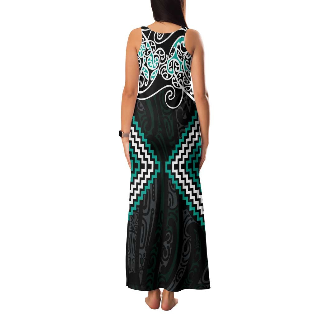 Turquoise Aotearoa Tukutuku Manawa Tapu Family Matching Tank Maxi Dress and Hawaiian Shirt Ta Moko Toi Maori LT9 - Polynesian Pride
