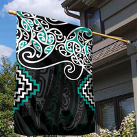 Turquoise Aotearoa Tukutuku Manawa Tapu Garden Flag Ta Moko Toi Maori
