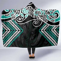 Turquoise Aotearoa Tukutuku Manawa Tapu Hooded Blanket Ta Moko Toi Maori