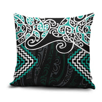 Turquoise Aotearoa Tukutuku Manawa Tapu Pillow Cover Ta Moko Toi Maori LT9 Turquoise - Polynesian Pride