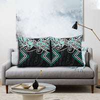 Turquoise Aotearoa Tukutuku Manawa Tapu Pillow Cover Ta Moko Toi Maori LT9 - Polynesian Pride