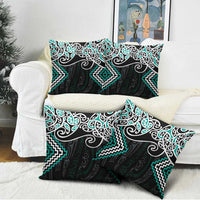 Turquoise Aotearoa Tukutuku Manawa Tapu Pillow Cover Ta Moko Toi Maori LT9 - Polynesian Pride