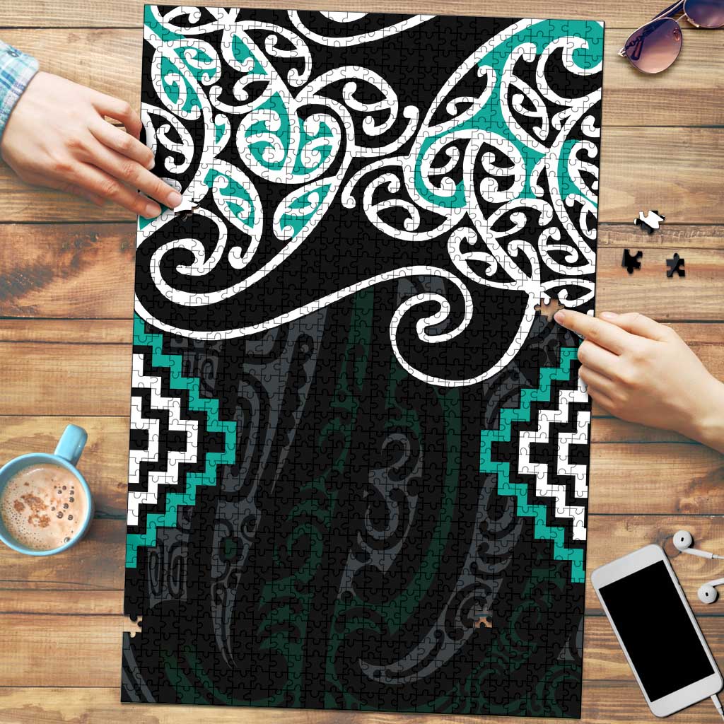 Turquoise Aotearoa Tukutuku Manawa Tapu Puzzle Ta Moko Toi Maori - Polynesian Pride