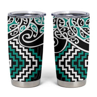 Turquoise Aotearoa Tukutuku Manawa Tapu Tumbler Cup Ta Moko Toi Maori LT9 Turquoise - Polynesian Pride