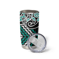 Turquoise Aotearoa Tukutuku Manawa Tapu Tumbler Cup Ta Moko Toi Maori LT9 - Polynesian Pride
