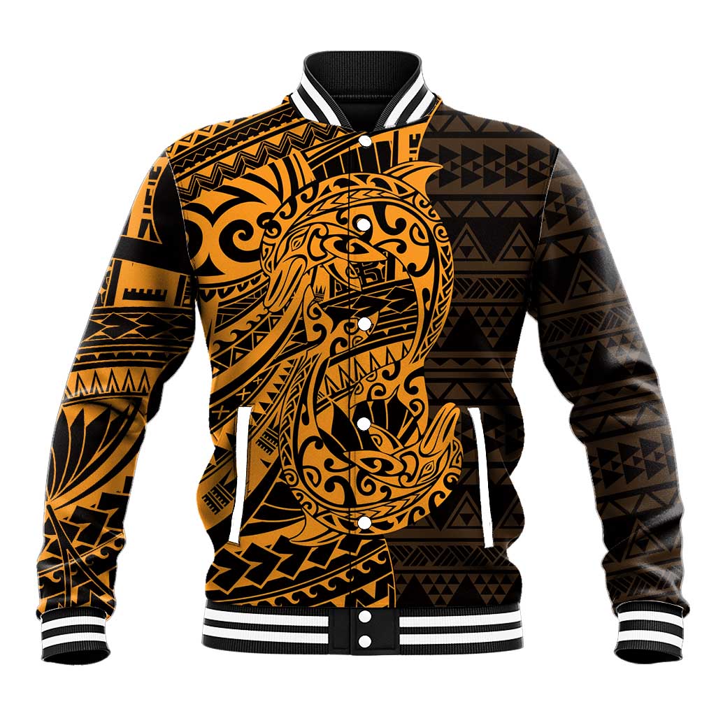 Gold Couple Dolphins Maori Polynesian Style Baseball Jacket LT9 Unisex Gold - Polynesian Pride