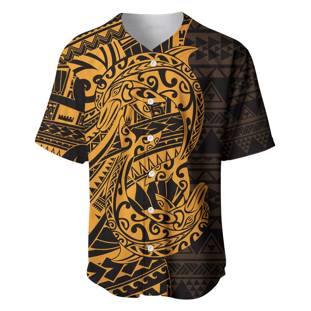 Gold Couple Dolphins Maori Polynesian Style Baseball Jersey LT9 Gold - Polynesian Pride