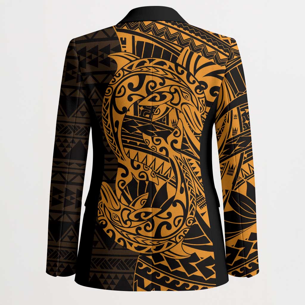 Gold Couple Dolphins Maori Polynesian Style Blazer - Polynesian Pride