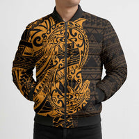 Gold Couple Dolphins Maori Polynesian Style Bomber Puffer Jacket - Polynesian Pride