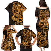 Gold Couple Dolphins Maori Polynesian Style Family Matching Puletasi and Hawaiian Shirt LT9 - Polynesian Pride
