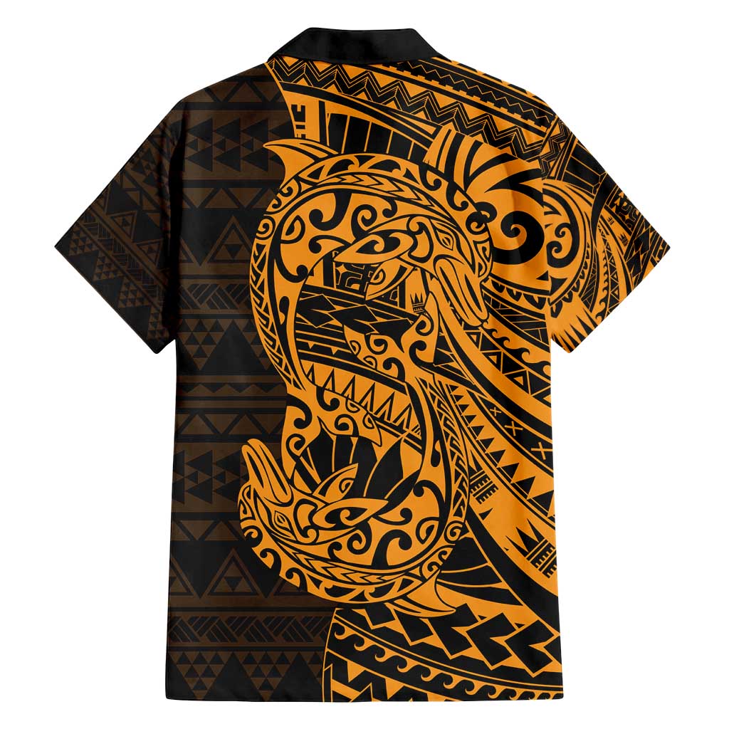 Gold Couple Dolphins Maori Polynesian Style Family Matching Tank Maxi Dress and Hawaiian Shirt LT9 - Polynesian Pride