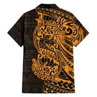 Gold Couple Dolphins Maori Polynesian Style Family Matching Tank Maxi Dress and Hawaiian Shirt LT9 - Polynesian Pride