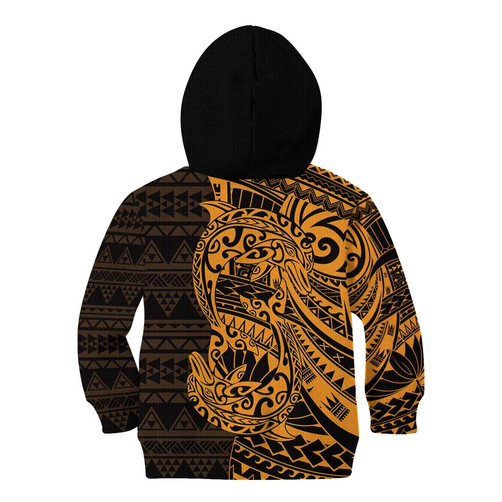 Gold Couple Dolphins Maori Polynesian Style Kid Hoodie