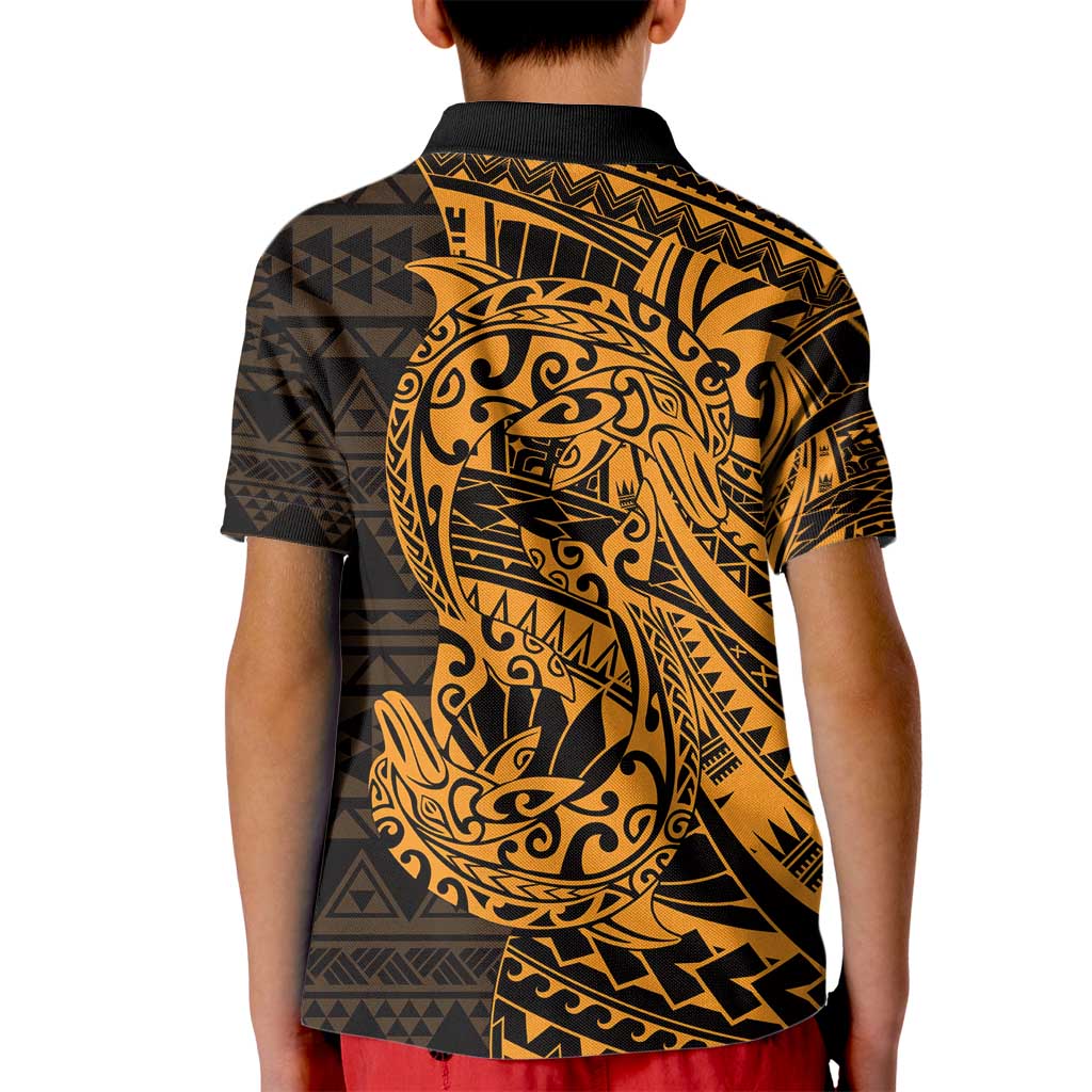 Gold Couple Dolphins Maori Polynesian Style Kid Polo Shirt LT9 - Polynesian Pride