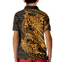 Gold Couple Dolphins Maori Polynesian Style Kid Polo Shirt LT9 - Polynesian Pride