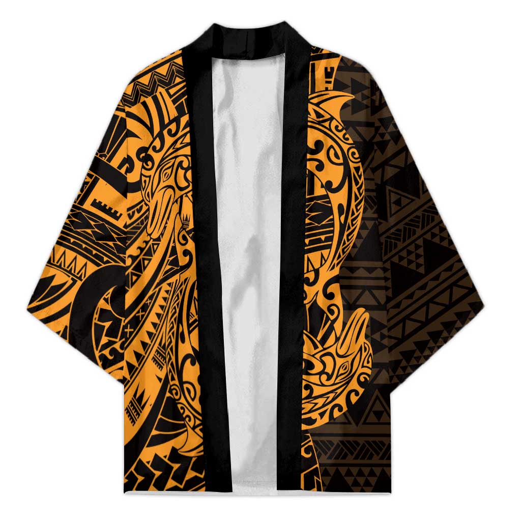 Gold Couple Dolphins Maori Polynesian Style Kimono - Polynesian Pride
