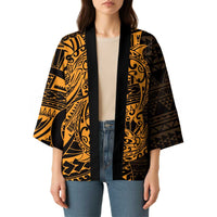 Gold Couple Dolphins Maori Polynesian Style Kimono - Polynesian Pride