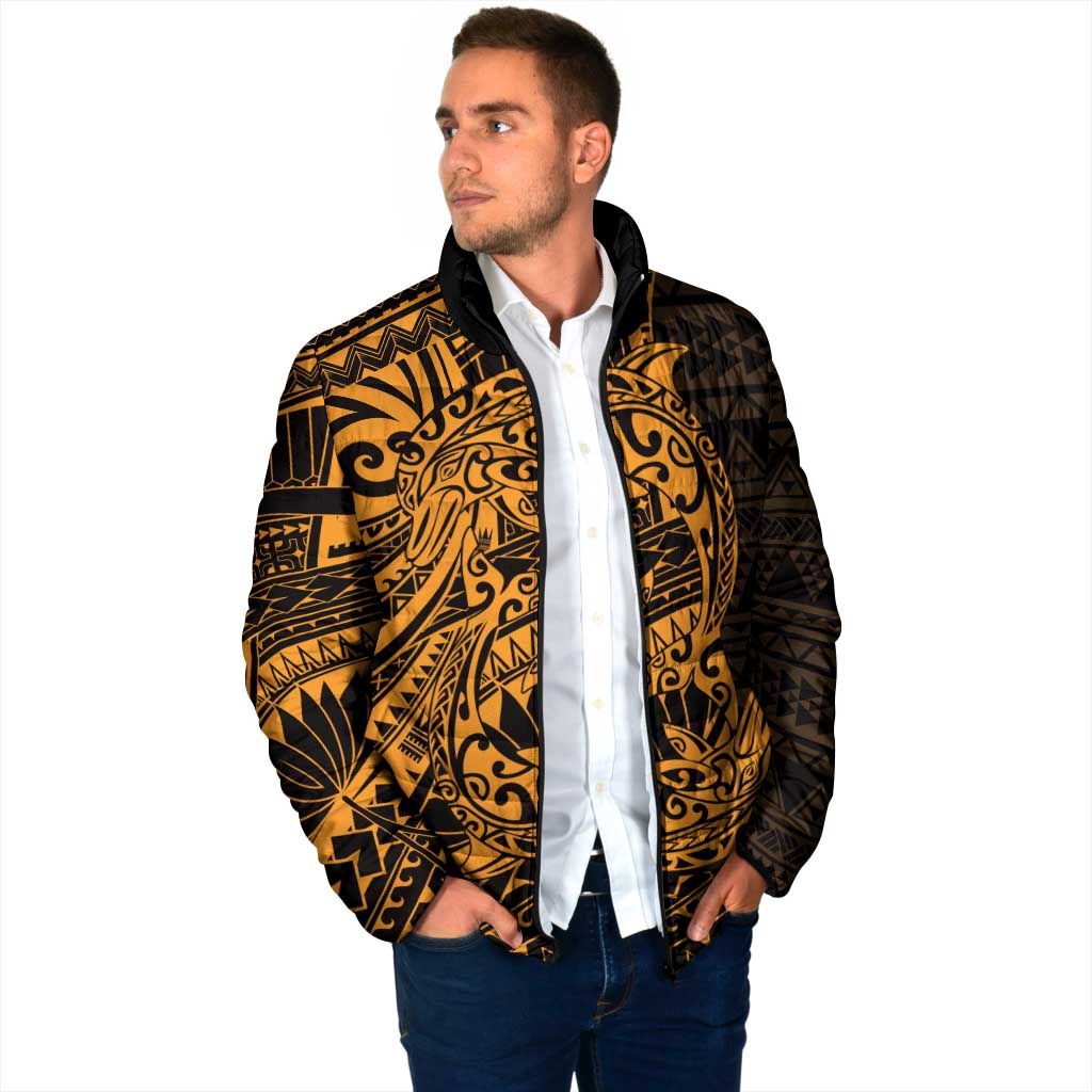 Gold Couple Dolphins Maori Polynesian Style Padded Jacket - Polynesian Pride