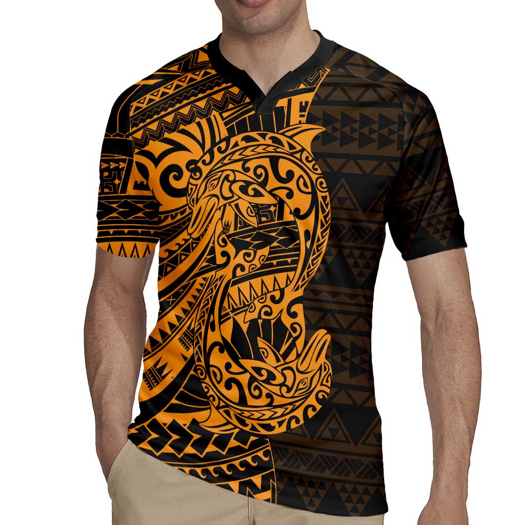 Gold Couple Dolphins Maori Polynesian Style Rugby Jersey LT9 - Polynesian Pride