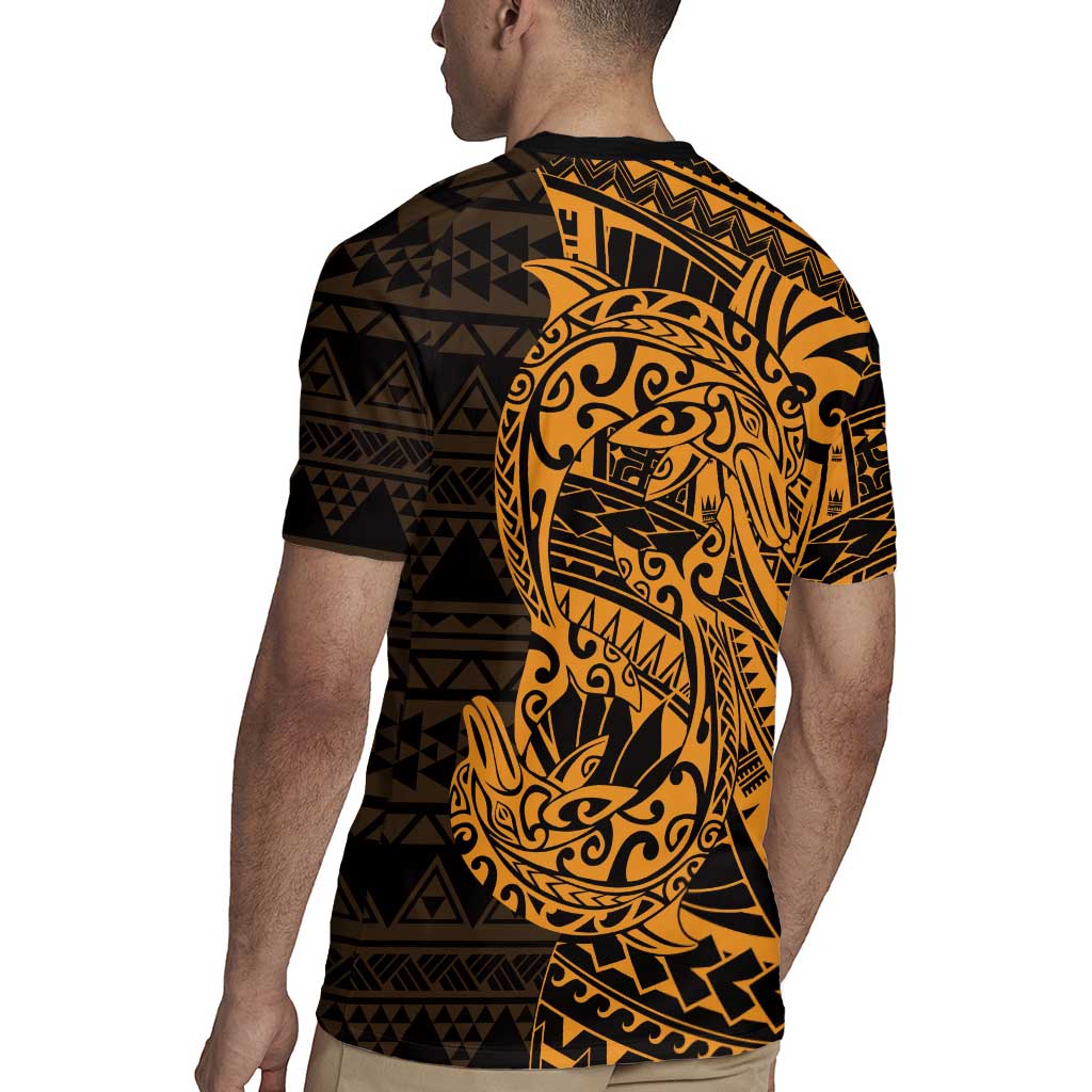 Gold Couple Dolphins Maori Polynesian Style Rugby Jersey LT9 - Polynesian Pride
