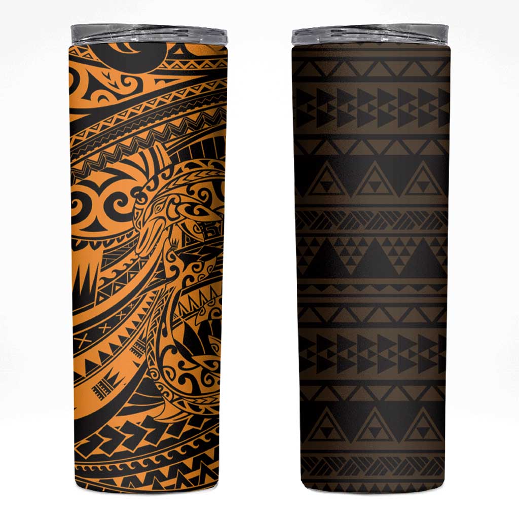 Gold Couple Dolphins Maori Polynesian Style Skinny Tumbler LT9 Gold - Polynesian Pride