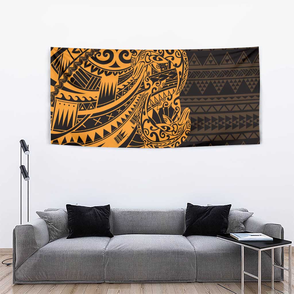 Gold Couple Dolphins Maori Polynesian Style Tapestry