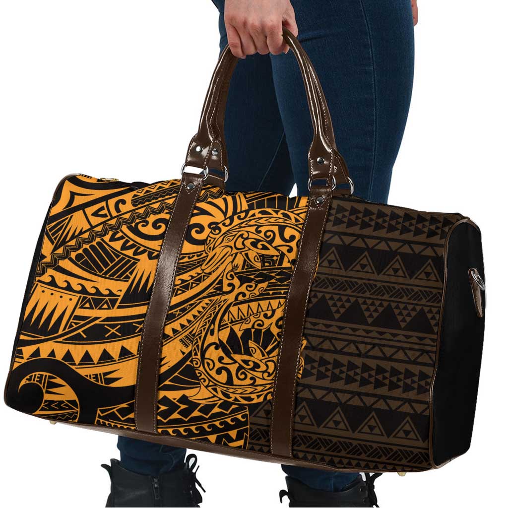 Gold Couple Dolphins Maori Polynesian Style Travel Bag - Polynesian Pride