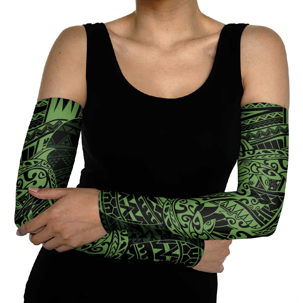 Green Couple Dolphins Maori Polynesian Style Arm Sleeves - Polynesian Pride