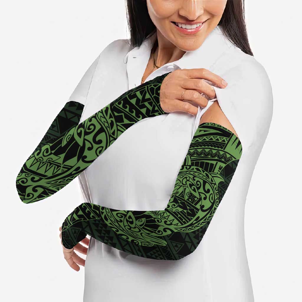 Green Couple Dolphins Maori Polynesian Style Arm Sleeves - Polynesian Pride