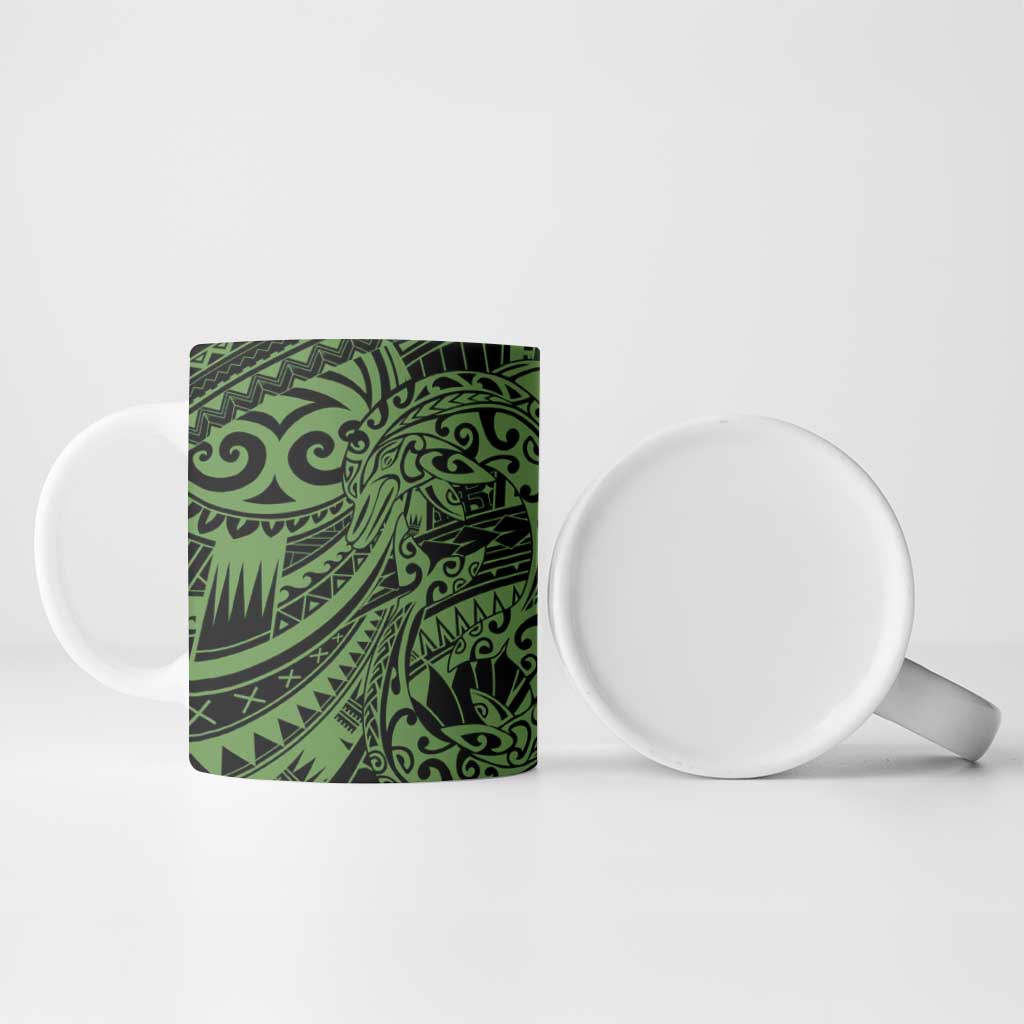 Green Couple Dolphins Maori Polynesian Style Ceramic Mug - Polynesian Pride