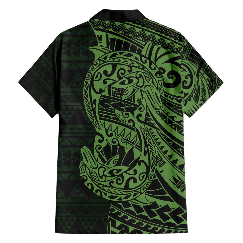 Green Couple Dolphins Maori Polynesian Style Family Matching Puletasi and Hawaiian Shirt LT9 - Polynesian Pride