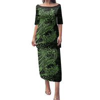 Green Couple Dolphins Maori Polynesian Style Family Matching Puletasi and Hawaiian Shirt LT9 Mom's Dress Green - Polynesian Pride