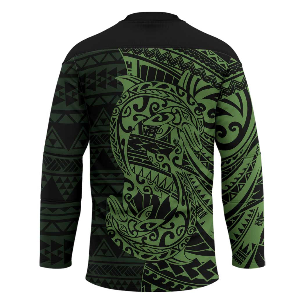 Green Couple Dolphins Maori Polynesian Style Hockey Jersey - Polynesian Pride