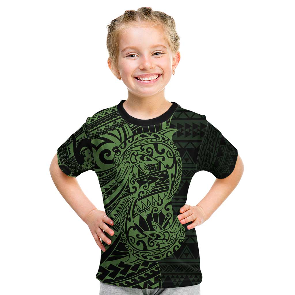 Green Couple Dolphins Maori Polynesian Style Kid T Shirt LT9 Green - Polynesian Pride
