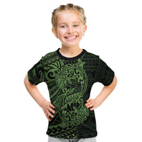 Green Couple Dolphins Maori Polynesian Style Kid T Shirt LT9 Green - Polynesian Pride