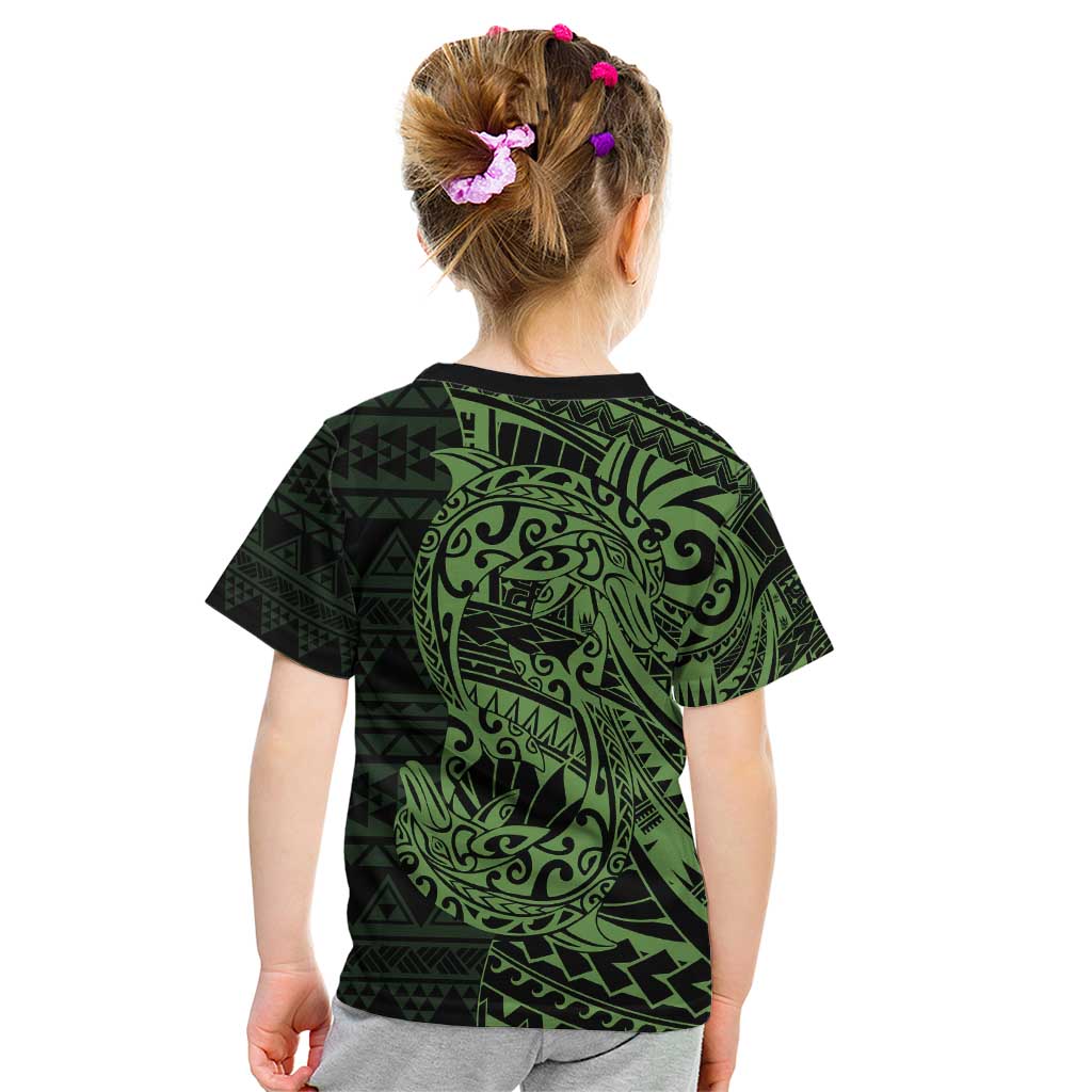 Green Couple Dolphins Maori Polynesian Style Kid T Shirt LT9 - Polynesian Pride