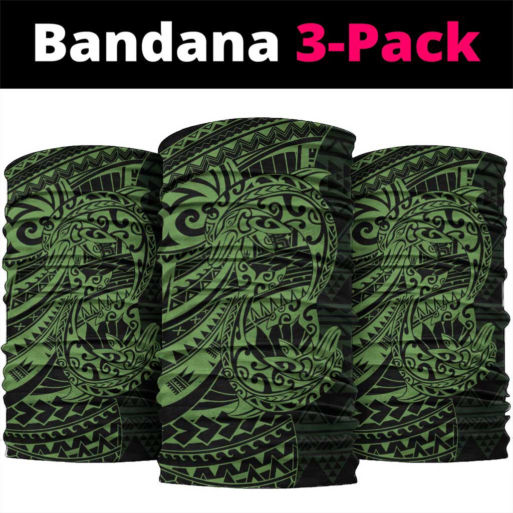 Green Couple Dolphins Maori Polynesian Style Neck Gaiter - Polynesian Pride