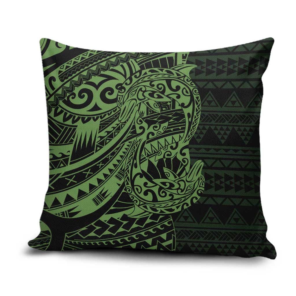Green Couple Dolphins Maori Polynesian Style Pillow Cover - Polynesian Pride