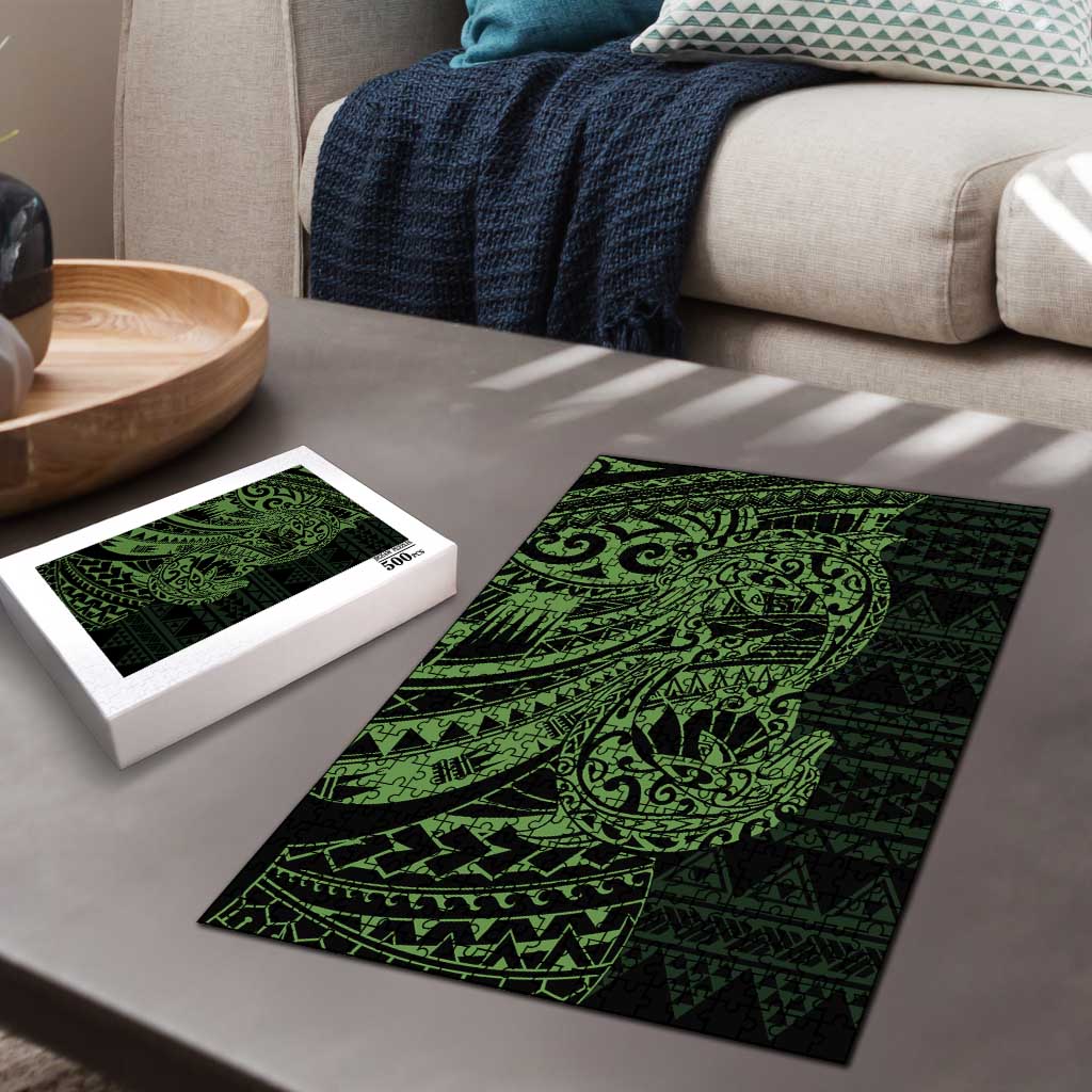 Green Couple Dolphins Maori Polynesian Style Puzzle - Polynesian Pride