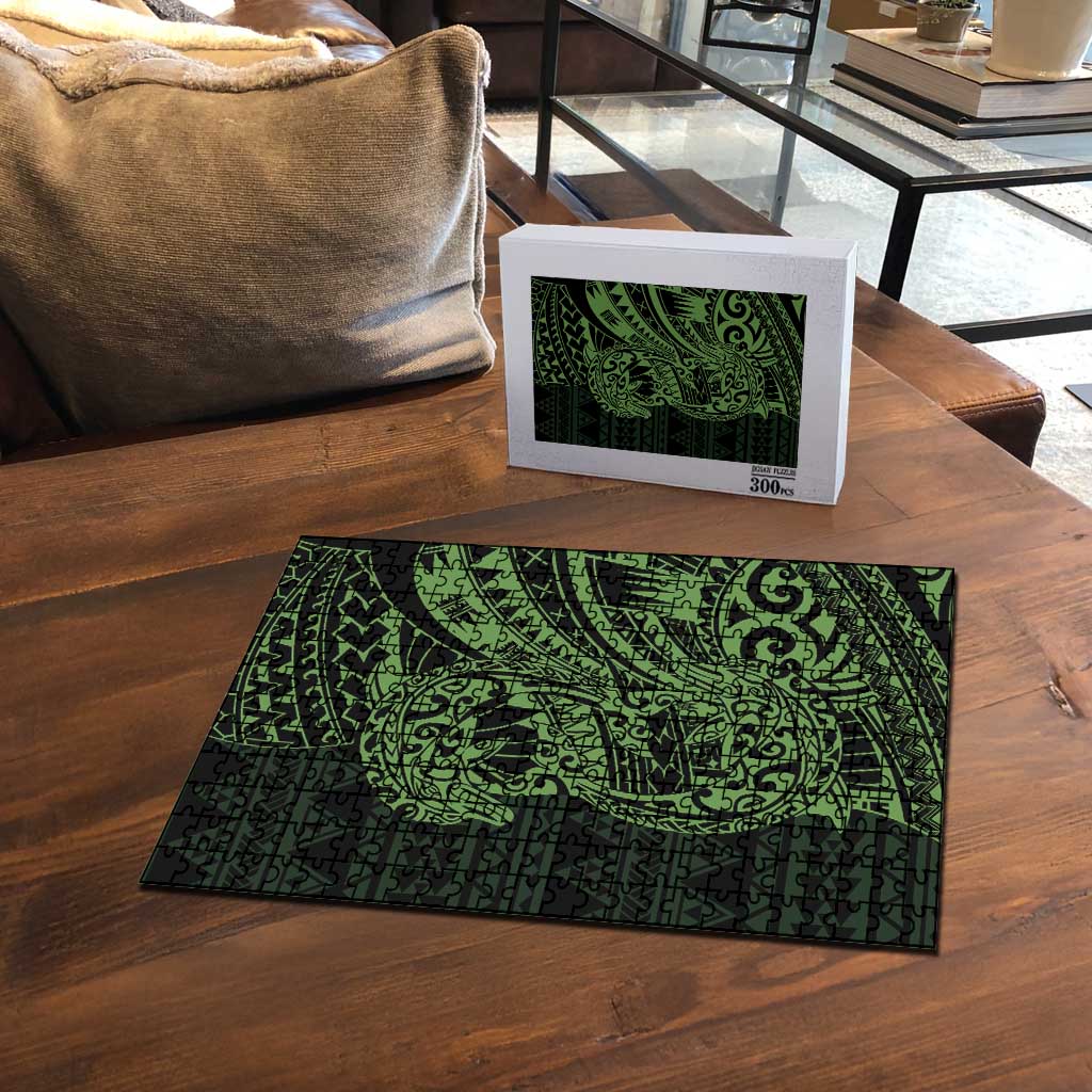 Green Couple Dolphins Maori Polynesian Style Puzzle - Polynesian Pride