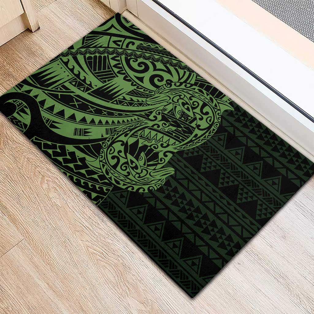 Green Couple Dolphins Maori Polynesian Style Rubber Doormat LT9 - Polynesian Pride