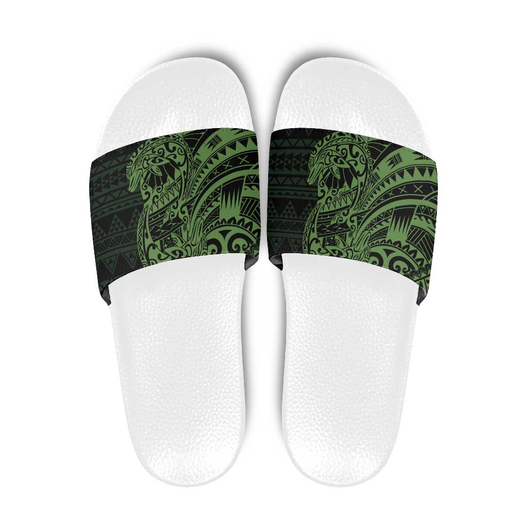 Green Couple Dolphins Maori Polynesian Style Slide Sandals - Polynesian Pride