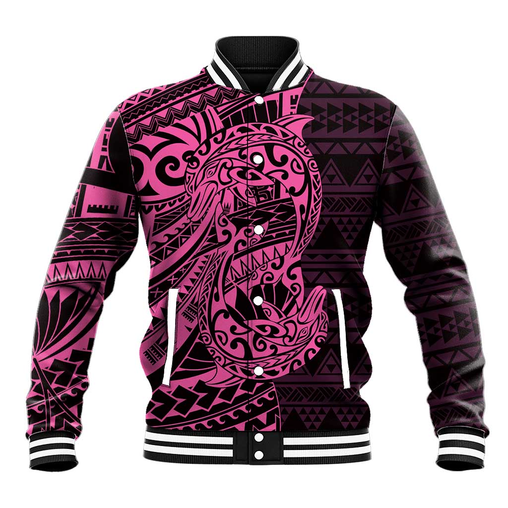 Pink Couple Dolphins Maori Polynesian Style Baseball Jacket LT9 Unisex Pink - Polynesian Pride